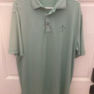 Peter Millar Green Striped Polo Shirt